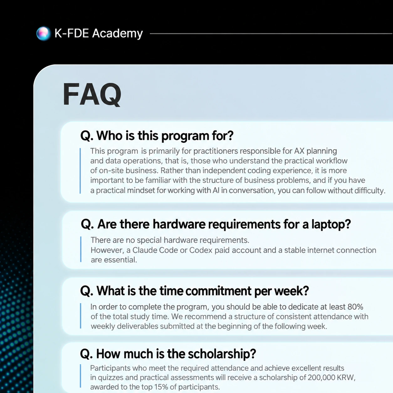 K-FDE 32-hour core program slide 14